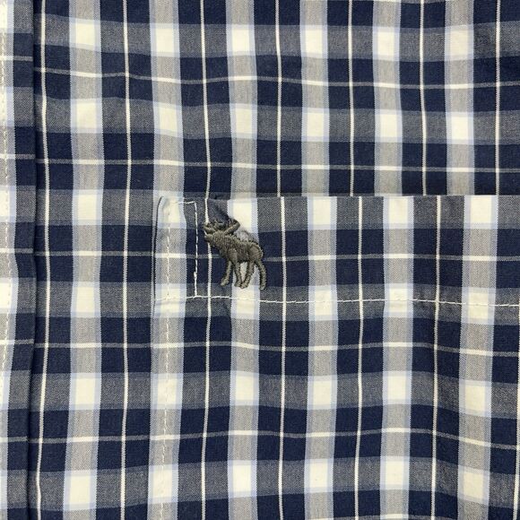 Abercrombie & Fitch Muscle Shirt Mens XXL 2XL Blue Plaid Long Sleeve Pocket - Picture 4 of 10